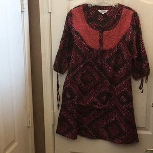 FINAL MARKDOWN LADIES’ Tramp Boho Minidress w/Elbow-length Tie Sleeves (L)